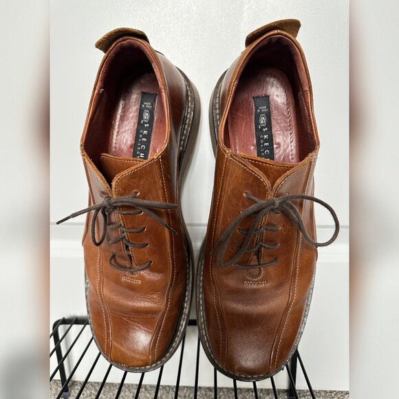 Men’s Skechers Made in Italy Leather Oxfords — Brown — Size 10M - Picture 2 of 13
